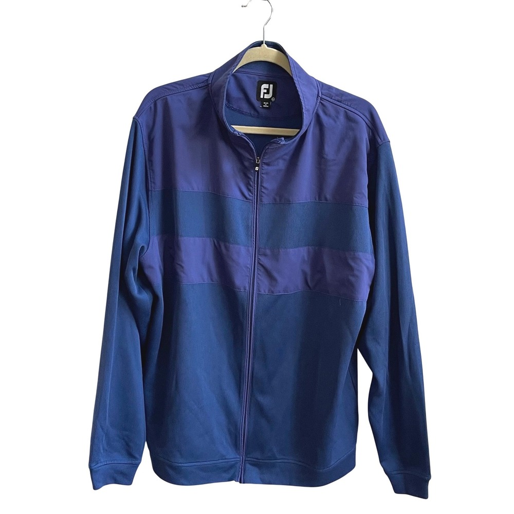 FootJoy Full Zip Golf Jacket Mens 2XL Blue Sporty Athletic Performance Mock Neck